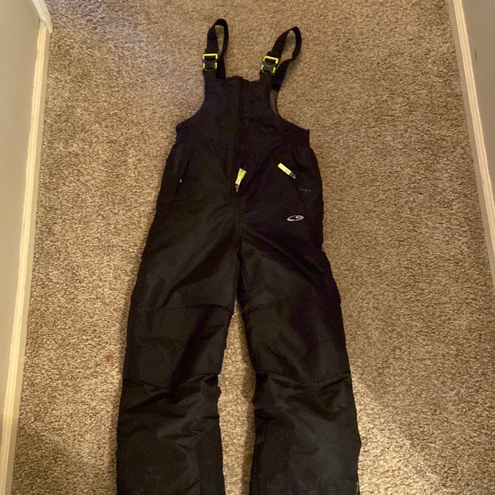 Black unisex snow bibs